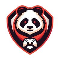 panda bear with a controller in its mouth vector