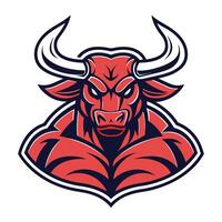 a red bull head with horns on it vector