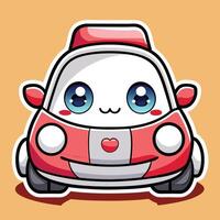 a cartoon car with a heart on its face vector