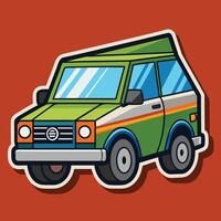 a cartoon car with a tent on top vector