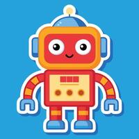cartoon robot with a blue background vector