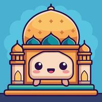 cartoon character with a mosque in the background vector