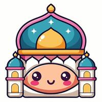 cartoon character with a mosque and a smile vector