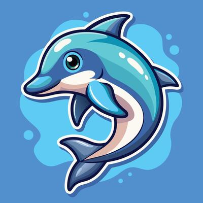 cartoon dolphin on a blue background