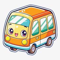 a cartoon bus with eyes and a smile design art vector