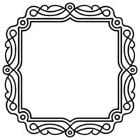 black and white drawing of a square frame design art vector
