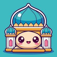 cartoon character with a blue dome on top of a mosque vector