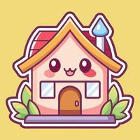 a cute house with a roof and windows vector