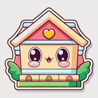 a cute house sticker with a heart on it design art vector