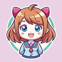 anime girl with a bow tie and a pink background vector