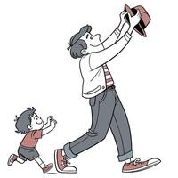 a man and a child are running together vector