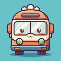 cartoon bus with eyes and vector