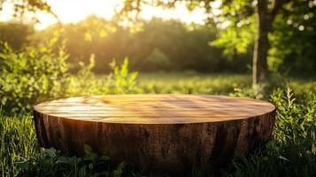 Wooden Podium in Nature photo