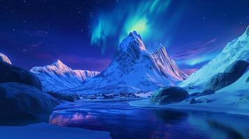 Celestial Lights Over Mountains photo