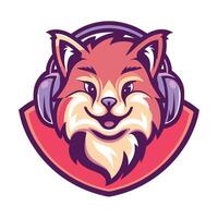 a fox wearing headphones vector