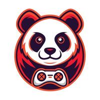 a panda bear with a controller in its mouth vector