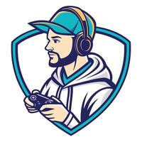 a man in a hoodie holding a controller, vector