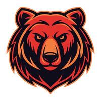 the head of a bear is shown in a red and black color vector