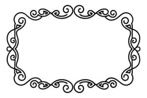 black and white drawing of a frame with swirls vector