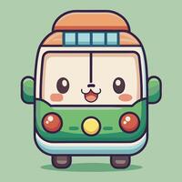 a cartoon bus with a face and eyes vector
