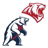 two bear mascots, one with a red and blue color scheme vector