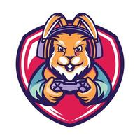 mascot illustration of a rabbit playing game on vector