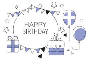 birthday card with balloons vector