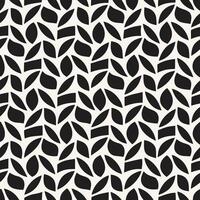 Seamless Black and White Geometric Pattern with Stylized Leaf Shapes vector