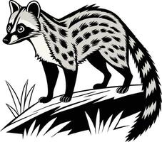 Illustration of a Striped Civet on a Rock vector