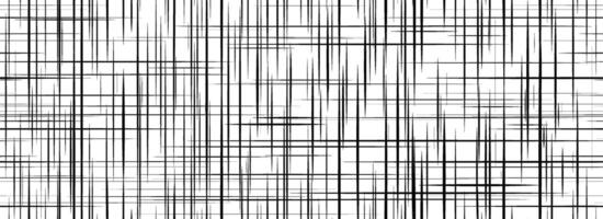 Black cross hatch seamless texture. Repeated straight line pattern surface. Rough sackcloth fabric background. Crosshatch linen canvas burlap overlay wallpaper. Textile backdrop vector