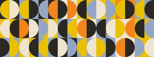 Retro semi circle seamless pattern. Abstract geometric mid century background. Colorful Swiss modernist or postmodernist style wallpaper. Modular repeating overlay. Colorful mural backdrop vector