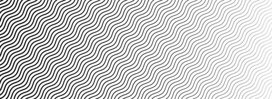 Black wavy texture gradient. Wave line pattern wallpaper. Fading curved linear halftone gradation. Thin to thick zigzag stripe background for overlay, print, cover, graphic design vector