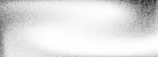 Aged halftone gradient background. Faded dotted grit noise texture. Black and white grunge rasterized sand wallpaper. Retro pixelated bitmap backdrop. Anime or manga style comic grain overlay vector