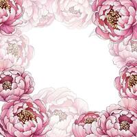 Soft pink peonies create a beautiful frame, inviting artistic inspiration in a peaceful and serene environment during spring. vector
