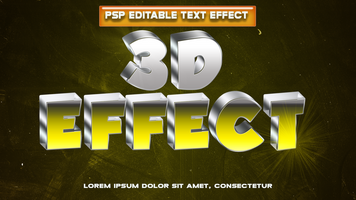 3d efeito texto efeito com uma amarelo fundo psd