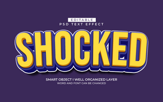 3d editable shocked text effect typography style template psd