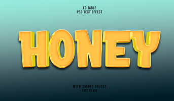 3d editable honey text effect typography style template psd