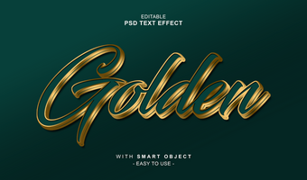 3d editable golden text effect typography style template psd