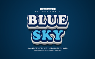 3d editable blue sky text effect style template psd