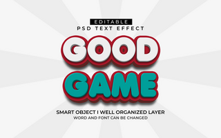 3d editable good game text effect style template psd