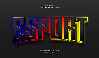 3d editable esport text effect typography style template psd