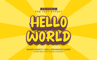 3d editable hello world text effect style template psd