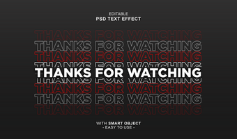 3d editable thanks for watching text effect typography style template psd