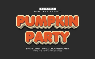 3d editable pumpkin party text effect style template psd