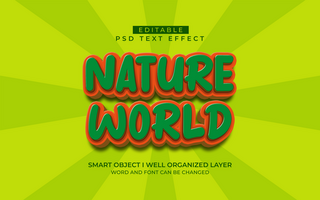 3d editable nature world text effect style template psd