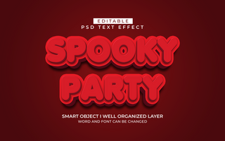 3d editable spooky party text effect style template psd