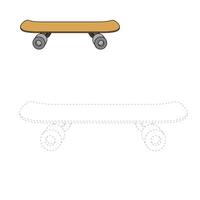 Connect the dots to draw skateboard educational game illustration vector