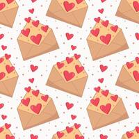 Seamless pattern of an open letter with hearts. Fabric texture for Valentine's day, background with letters and hearts. Romantic background for Valentine's day. vector
