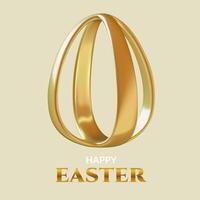 Easter greeting card with a gold abstract Easter egg. Minimal poster design. vector