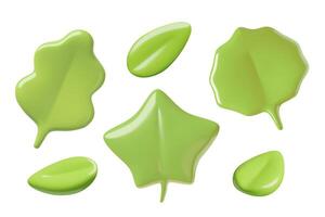 Different green leaf 3d icons set of cute minimal spring and summer plant elements vector